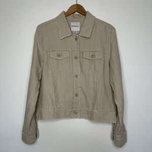 Tommy Bahama Two Palms Linen Raw Edge Jacket Natural Tan Large